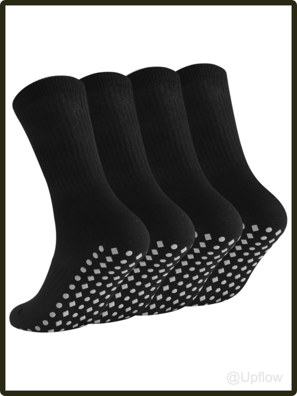 Women's Men's Grippy Socks 4 Pack Non Slip Crew Yoga Pilates Hospital Cotton